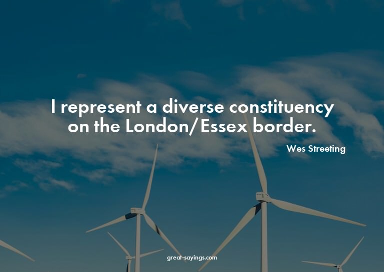 I represent a diverse constituency on the London/Essex
