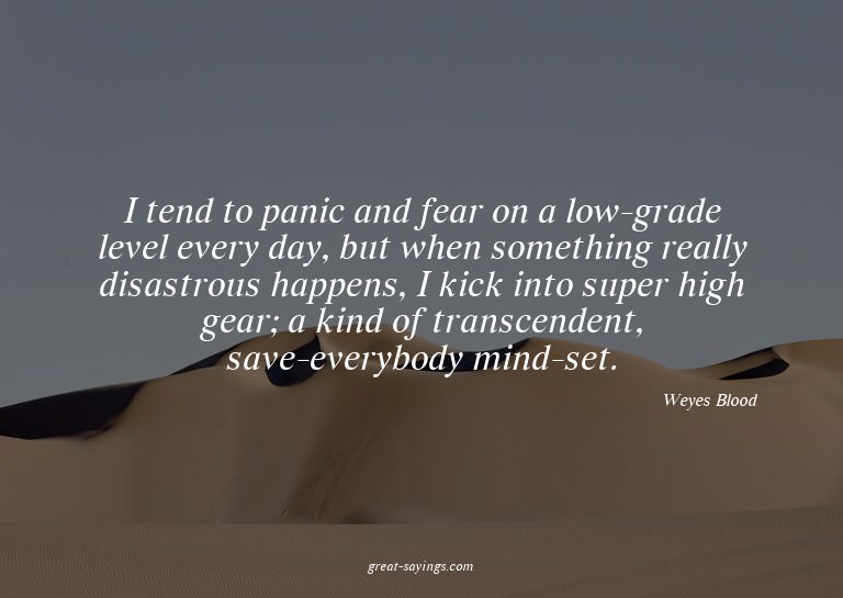 I tend to panic and fear on a low-grade level every day
