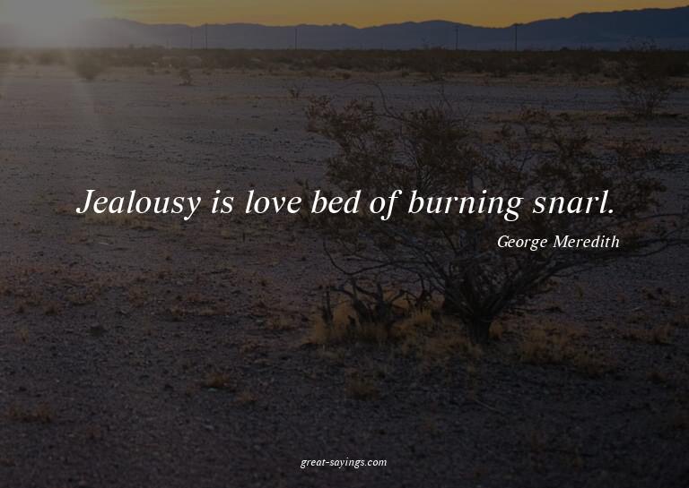 Jealousy is love bed of burning snarl.

