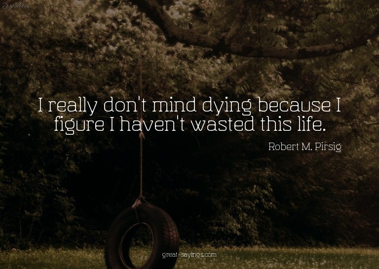 I really don't mind dying because I figure I haven't wa