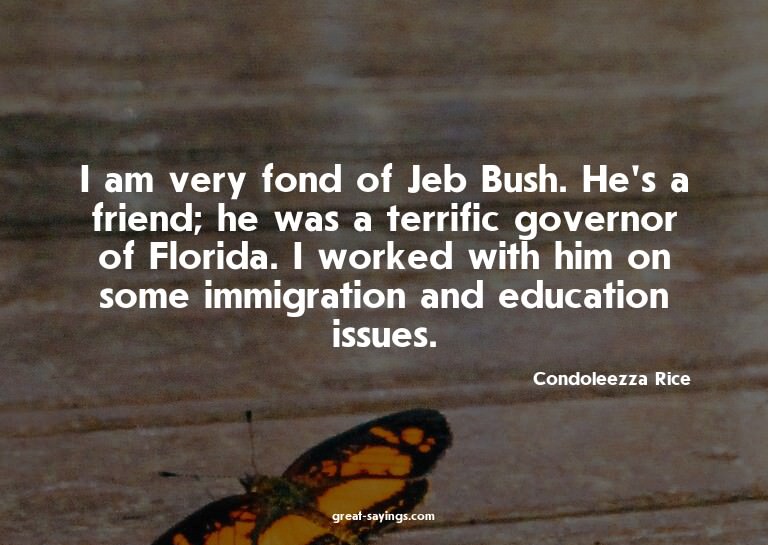 I am very fond of Jeb Bush. He's a friend; he was a ter