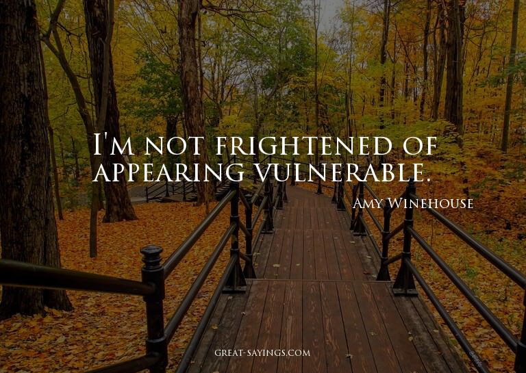 I'm not frightened of appearing vulnerable.

