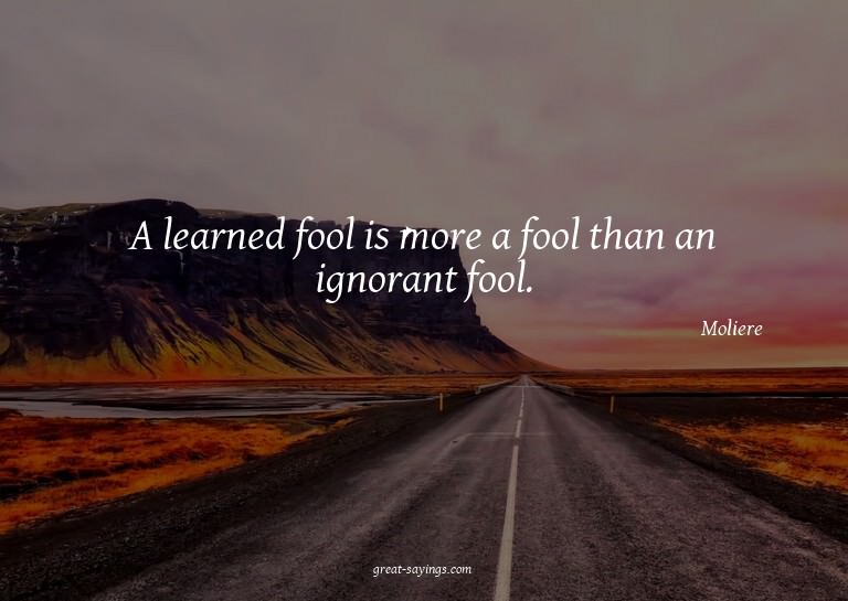 A learned fool is more a fool than an ignorant fool.

