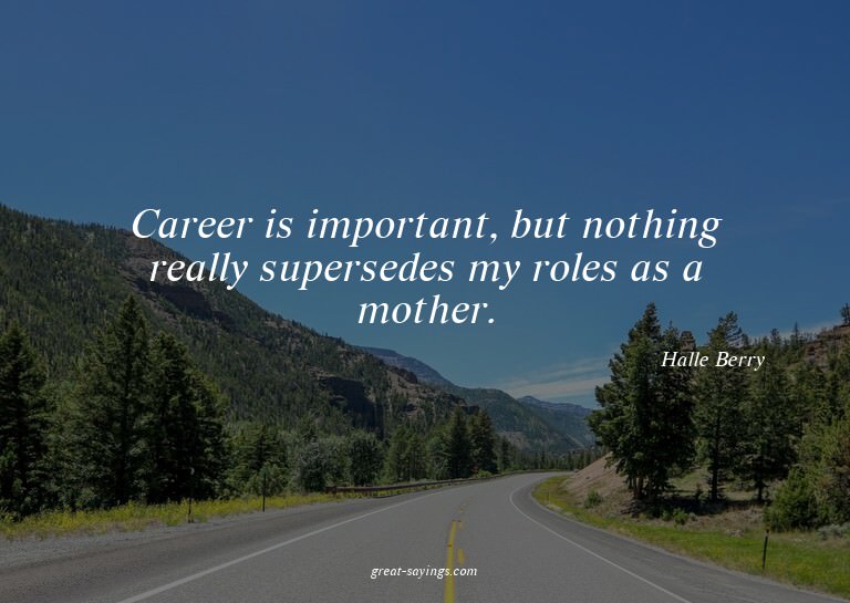 Career is important, but nothing really supersedes my r