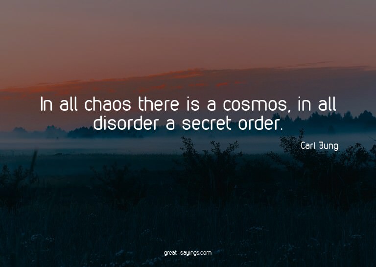 In all chaos there is a cosmos, in all disorder a secre