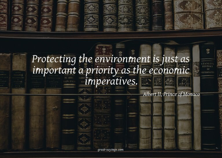 Protecting the environment is just as important a prior
