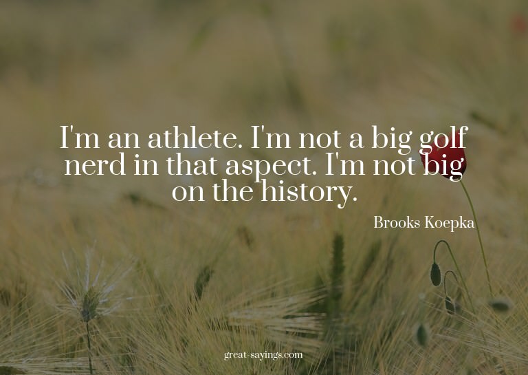 I'm an athlete. I'm not a big golf nerd in that aspect.