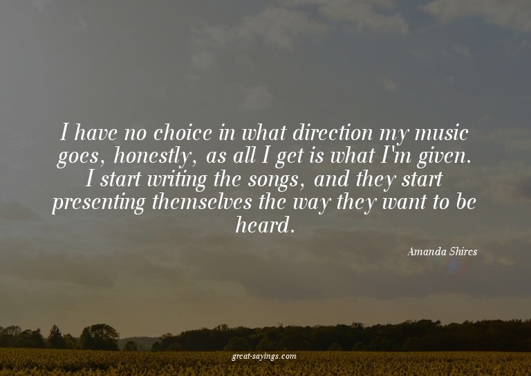 I have no choice in what direction my music goes, hones