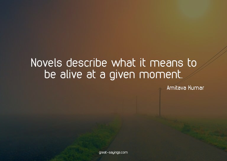 Novels describe what it means to be alive at a given mo