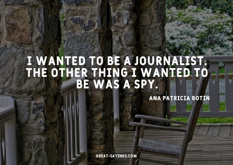 I wanted to be a journalist. The other thing I wanted t