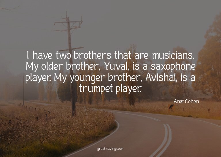 I have two brothers that are musicians. My older brothe