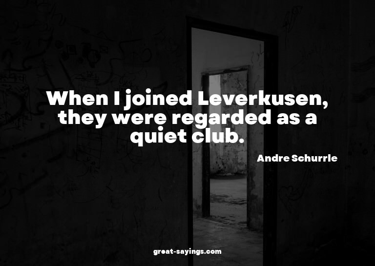 When I joined Leverkusen, they were regarded as a quiet