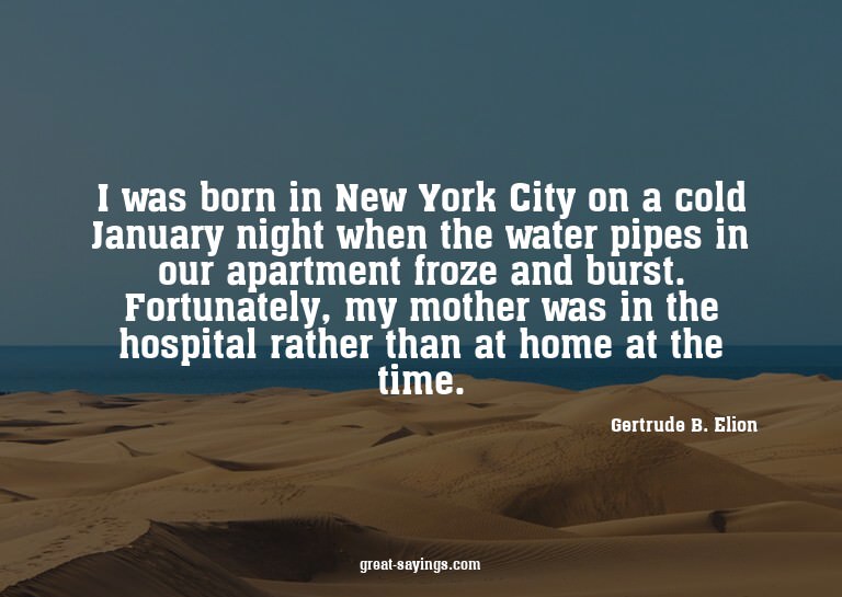 I was born in New York City on a cold January night whe