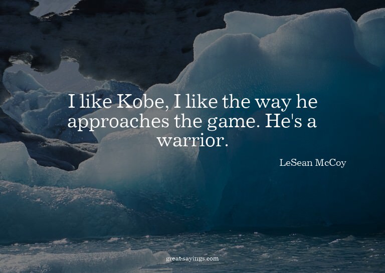 I like Kobe, I like the way he approaches the game. He'