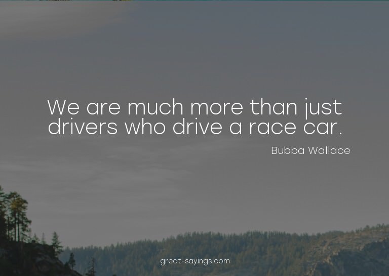 We are much more than just drivers who drive a race car