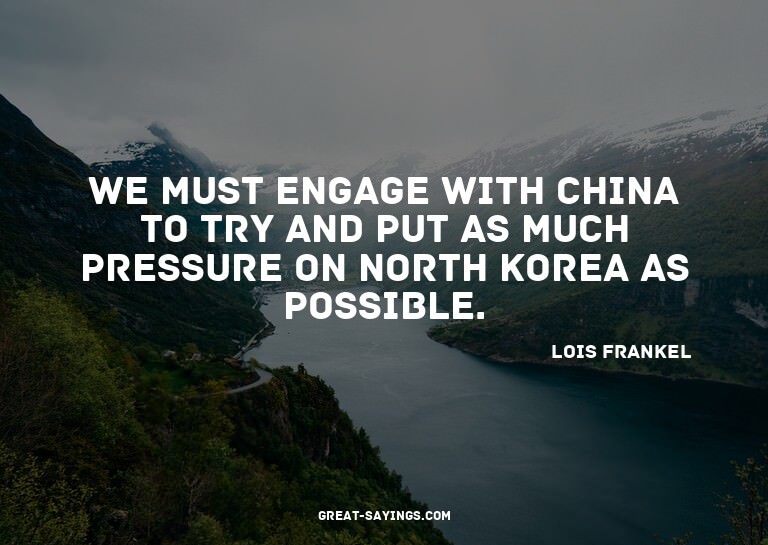 We must engage with China to try and put as much pressu