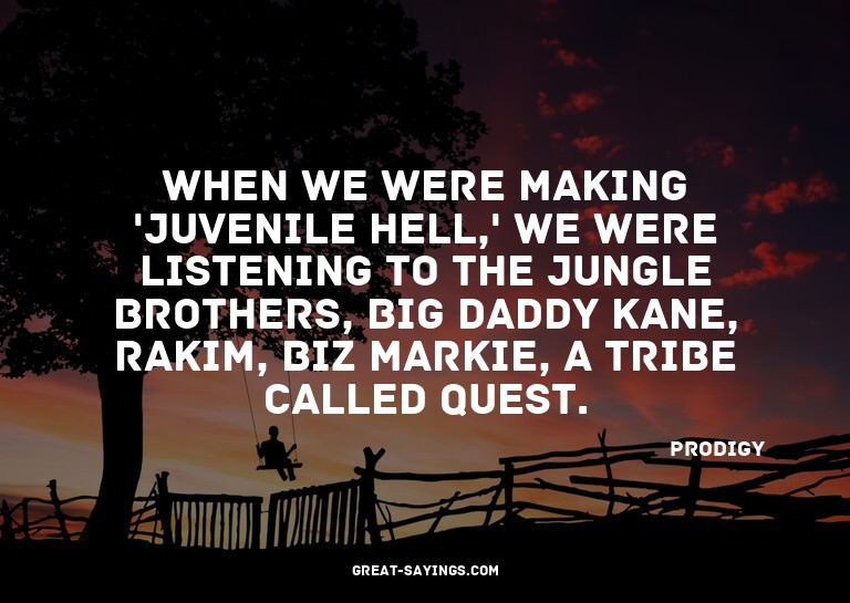 When we were making 'Juvenile Hell,' we were listening