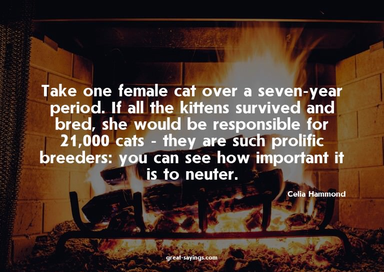 Take one female cat over a seven-year period. If all th