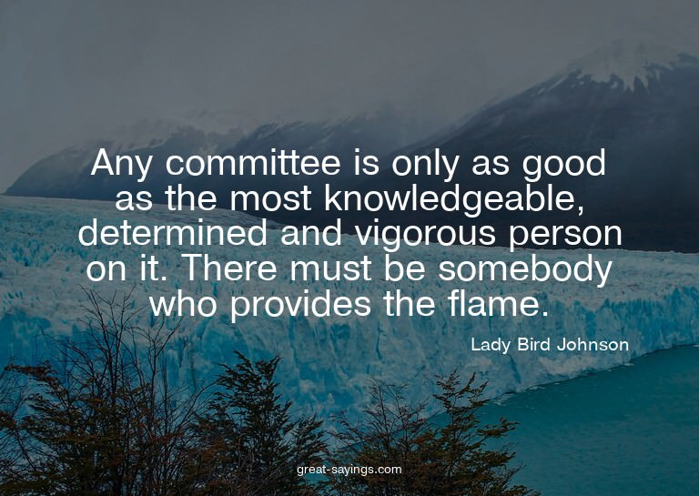 Any committee is only as good as the most knowledgeable