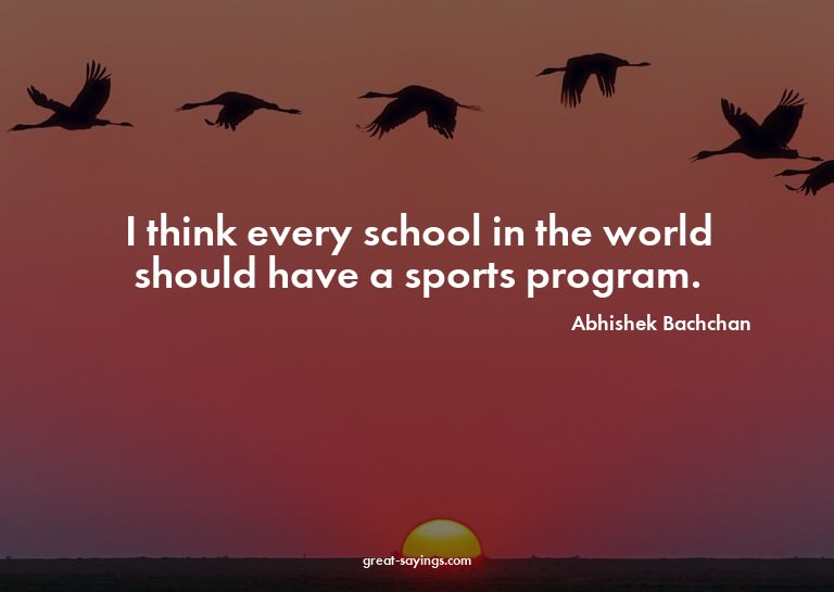 I think every school in the world should have a sports