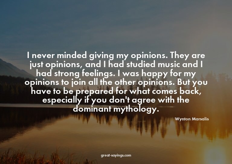 I never minded giving my opinions. They are just opinio