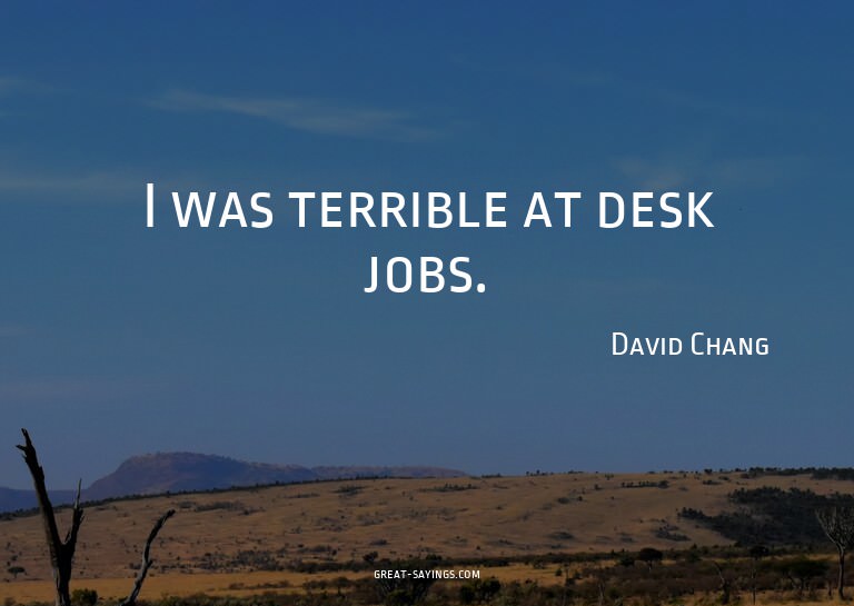 I was terrible at desk jobs.

