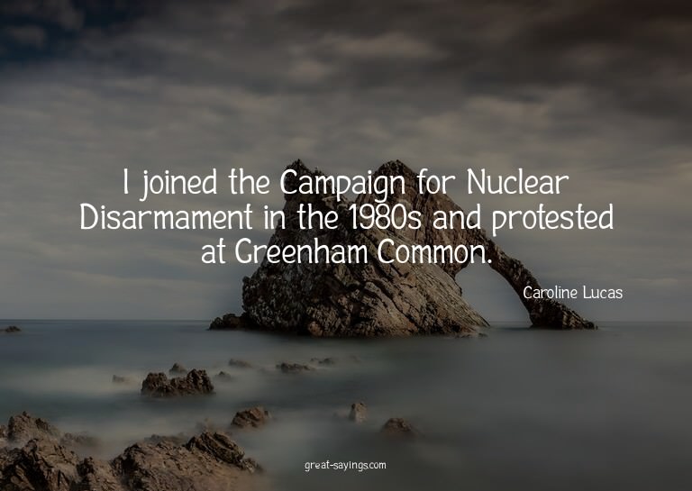 I joined the Campaign for Nuclear Disarmament in the 19