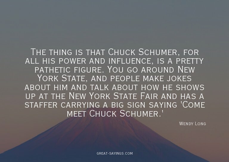 The thing is that Chuck Schumer, for all his power and