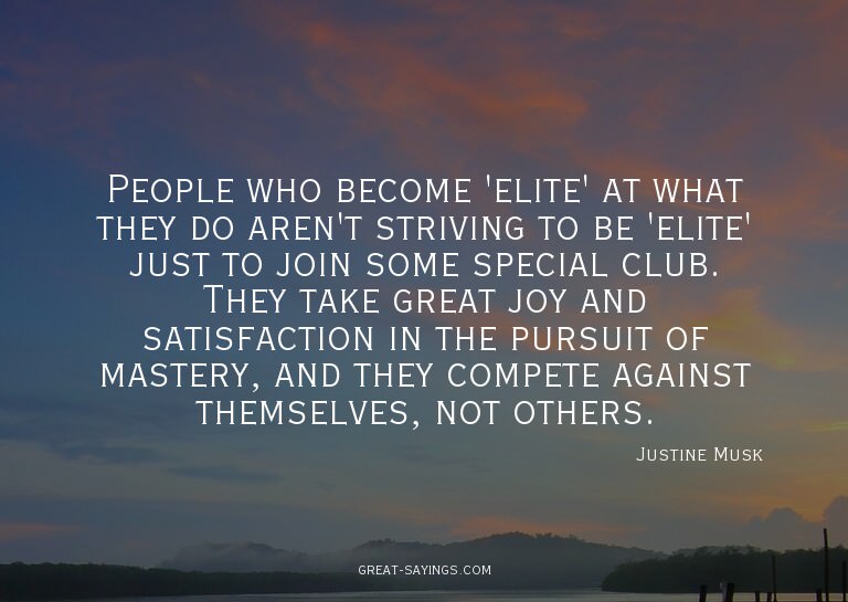 People who become 'elite' at what they do aren't strivi