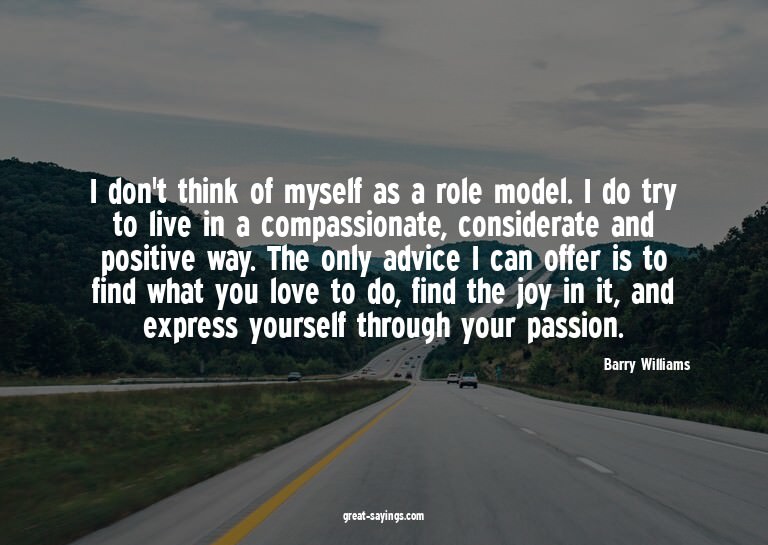 I don't think of myself as a role model. I do try to li