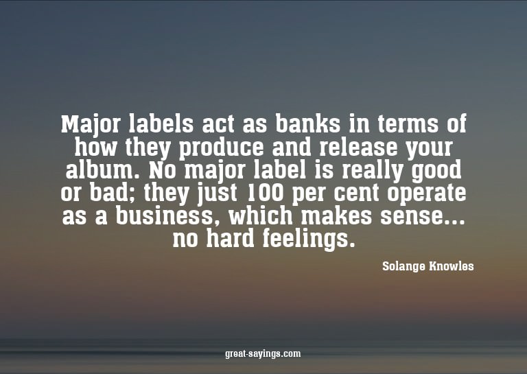 Major labels act as banks in terms of how they produce