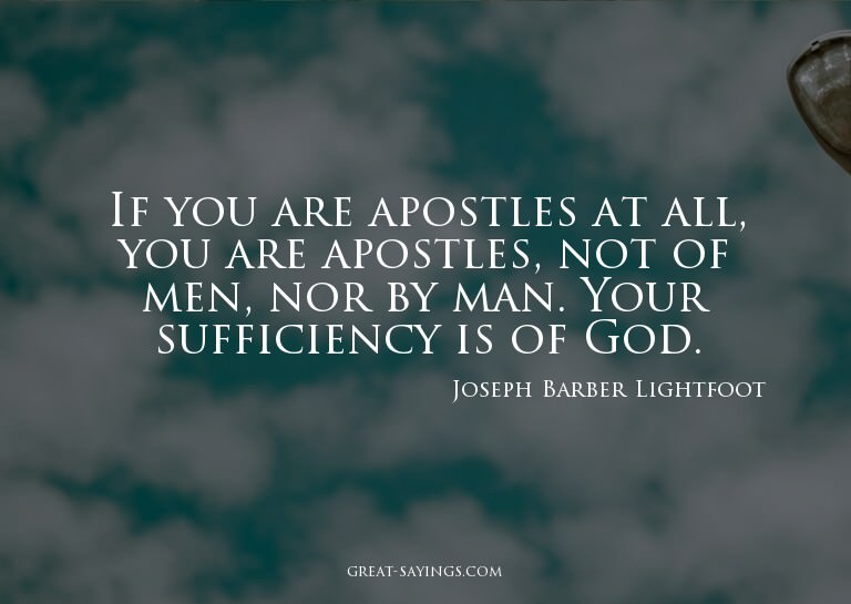 If you are apostles at all, you are apostles, not of me