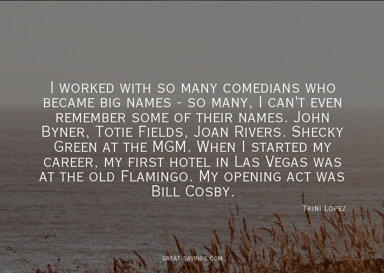 I worked with so many comedians who became big names -