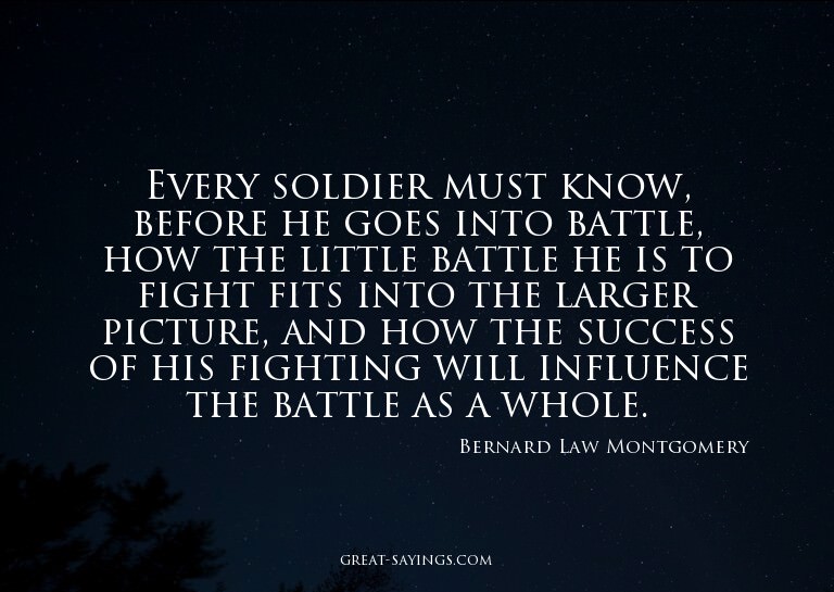 Every soldier must know, before he goes into battle, ho