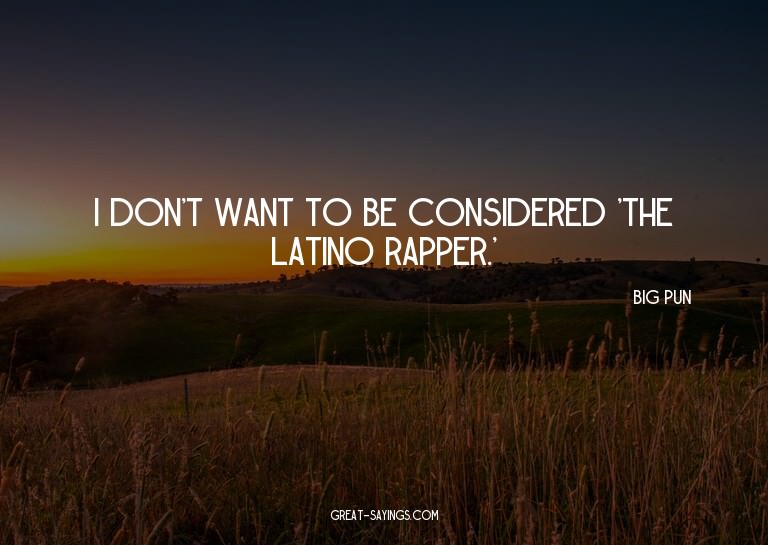 I don't want to be considered 'the Latino rapper.'

