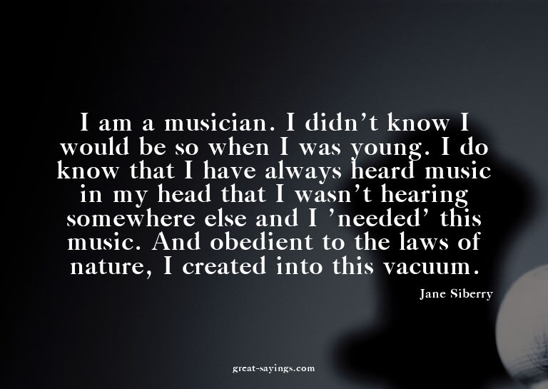I am a musician. I didn't know I would be so when I was