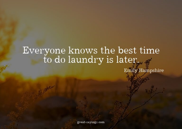Everyone knows the best time to do laundry is later.

