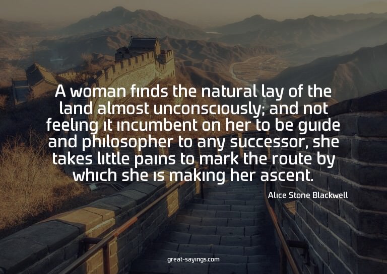 A woman finds the natural lay of the land almost uncons