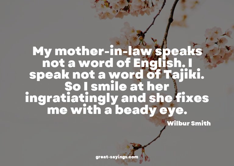 My mother-in-law speaks not a word of English. I speak