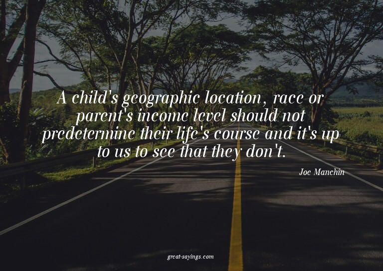 A child's geographic location, race or parent's income