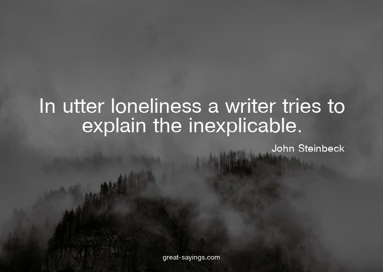In utter loneliness a writer tries to explain the inexp
