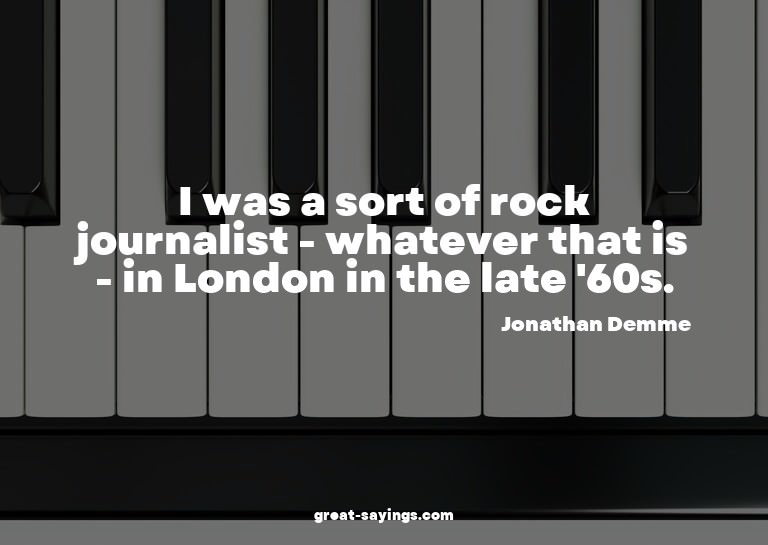 I was a sort of rock journalist - whatever that is - in