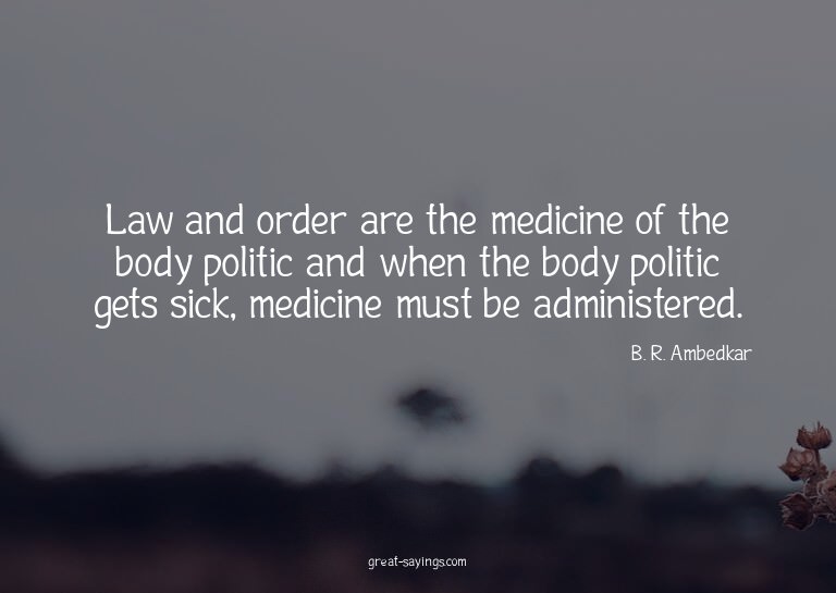 Law and order are the medicine of the body politic and