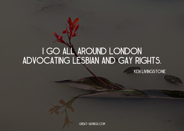 I go all around London advocating lesbian and gay right