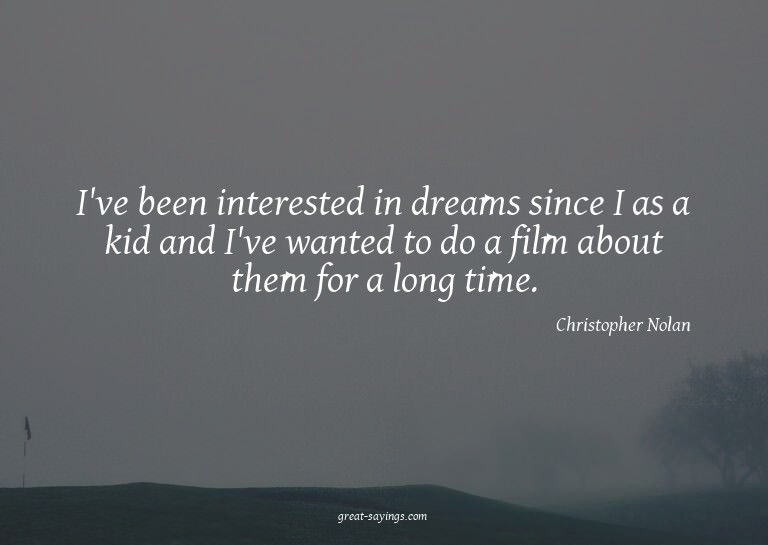 I've been interested in dreams since I as a kid and I'v