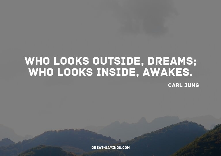 Who looks outside, dreams; who looks inside, awakes.

