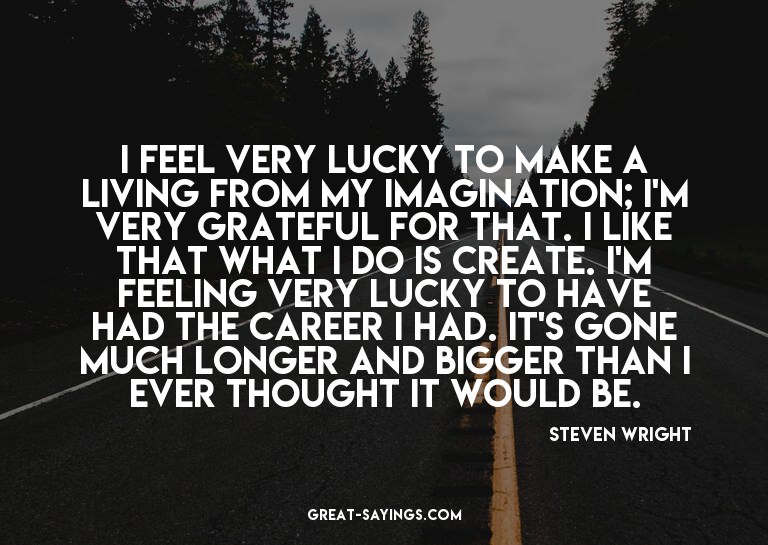 I feel very lucky to make a living from my imagination;