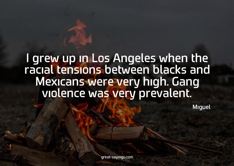 I grew up in Los Angeles when the racial tensions betwe