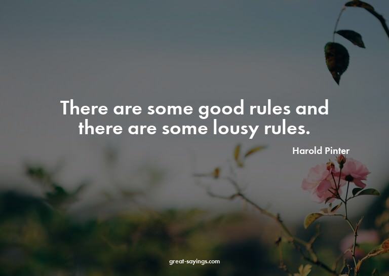 There are some good rules and there are some lousy rule