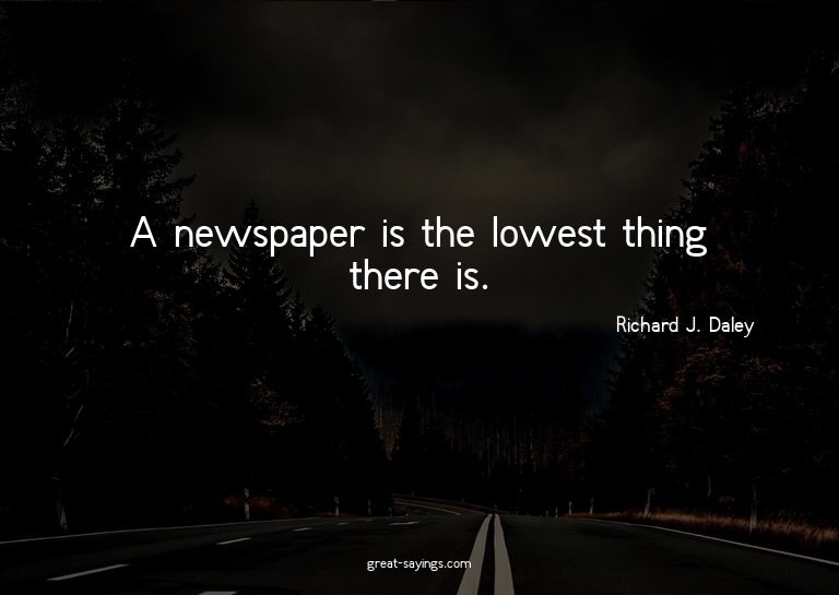 A newspaper is the lowest thing there is.

